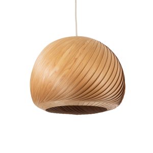 KAILANI 02243 Boho Κρεμαστό Φωτιστικό Καμπάνα Μονόφωτο 1 x E27 IP20 Καφέ Ξύλο – Μ40 x Π40 x Υ30cm