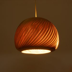 KAILANI 02243 Boho Κρεμαστό Φωτιστικό Καμπάνα Μονόφωτο 1 x E27 IP20 Καφέ Ξύλο – Μ40 x Π40 x Υ30cm