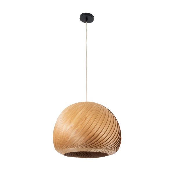 KAILANI 02243 Boho Κρεμαστό Φωτιστικό Καμπάνα Μονόφωτο 1 x E27 IP20 Καφέ Ξύλο - Μ40 x Π40 x Υ30cm - Image 3