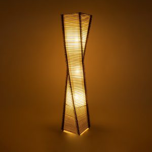 PALMA 02273 Boho Επιδαπέδιο Φωτιστικό Δίφωτο 2 x E27 IP20 Καφέ Ξύλο με Μπεζ Ύφασμα – Μ34 x Π34 x Υ130cm