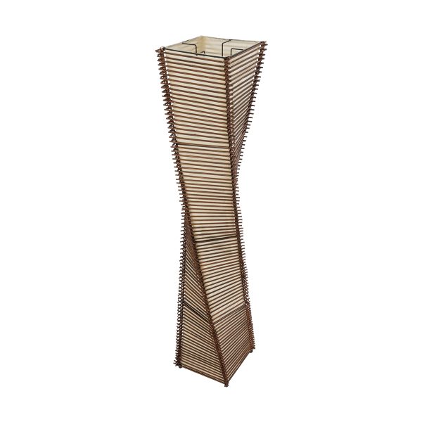 PALMA 02273 Boho Επιδαπέδιο Φωτιστικό Δίφωτο 2 x E27 IP20 Καφέ Ξύλο με Μπεζ Ύφασμα - Μ34 x Π34 x Υ130cm - Image 3