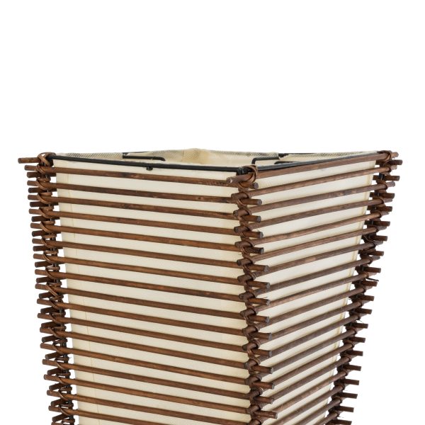 PALMA 02273 Boho Επιδαπέδιο Φωτιστικό Δίφωτο 2 x E27 IP20 Καφέ Ξύλο με Μπεζ Ύφασμα - Μ34 x Π34 x Υ130cm - Image 4