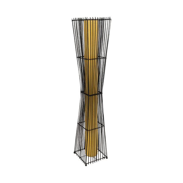 PALMA 02274 Boho Επιδαπέδιο Φωτιστικό Δίφωτο 2 x E27 IP20 Μαύρο Ξύλο με Μπεζ Ύφασμα - Μ25 x Π25 x Υ140cm
