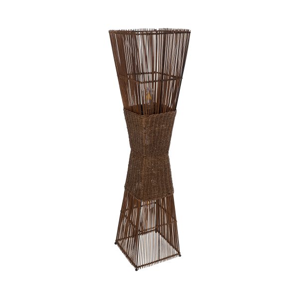 PALMA 02275 Boho Επιδαπέδιο Φωτιστικό Δίφωτο 2 x E27 IP20 Καφέ Ξύλο - Μ30 x Π30 x Υ130cm
