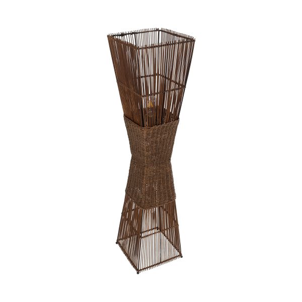 PALMA 02275 Boho Επιδαπέδιο Φωτιστικό Δίφωτο 2 x E27 IP20 Καφέ Ξύλο - Μ30 x Π30 x Υ130cm - Image 3