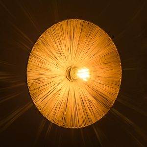 COLOMBO 02277 Boho Επιτοίχιο Φωτιστικό Απλίκα Μονόφωτο 1 x E27 IP20 Μπεζ Raffia – Μ40 x Π40 x Υ9cm