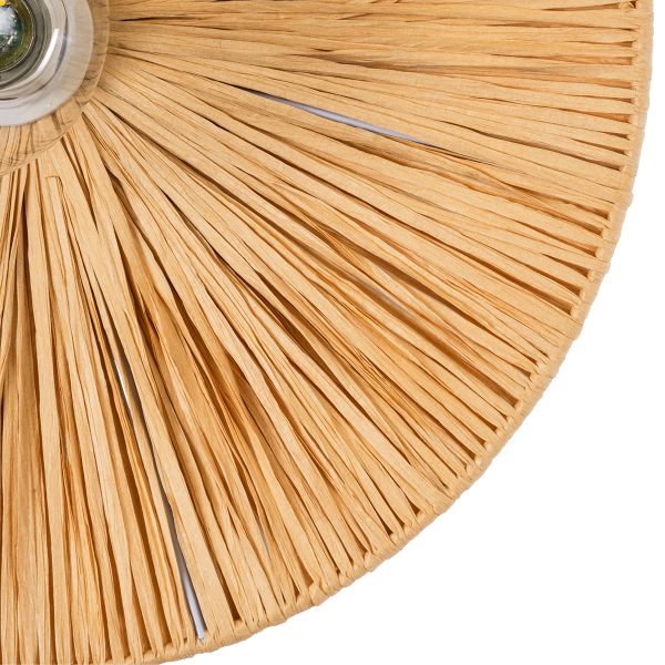 COLOMBO 02277 Boho Επιτοίχιο Φωτιστικό Απλίκα Μονόφωτο 1 x E27 IP20 Μπεζ Raffia - Μ40 x Π40 x Υ9cm - Image 5