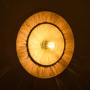 COLOMBO 02278 Boho Επιτοίχιο Φωτιστικό Απλίκα Μονόφωτο 1 x E27 IP20 Μπεζ Raffia – Μ40 x Π40 x Υ9cm