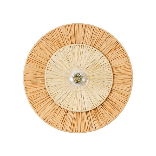 COLOMBO 02278 Boho Επιτοίχιο Φωτιστικό Απλίκα Μονόφωτο 1 x E27 IP20 Μπεζ Raffia - Μ40 x Π40 x Υ9cm - Image 4