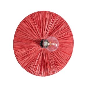 COLOMBO 02281 Boho Επιτοίχιο Φωτιστικό Απλίκα Μονόφωτο 1 x E27 IP20 Κόκκινη Raffia – Μ40 x Π40 x Υ9cm