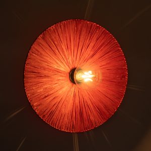 COLOMBO 02281 Boho Επιτοίχιο Φωτιστικό Απλίκα Μονόφωτο 1 x E27 IP20 Κόκκινη Raffia – Μ40 x Π40 x Υ9cm