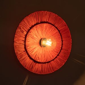 COLOMBO 02282 Boho Επιτοίχιο Φωτιστικό Απλίκα Μονόφωτο 1 x E27 IP20 Κόκκινη Raffia – Μ40 x Π40 x Υ9cm