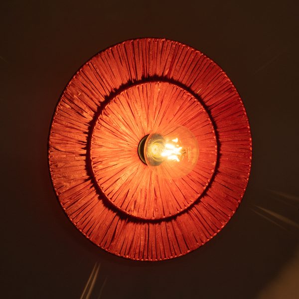 COLOMBO 02282 Boho Επιτοίχιο Φωτιστικό Απλίκα Μονόφωτο 1 x E27 IP20 Κόκκινη Raffia - Μ40 x Π40 x Υ9cm - Image 2