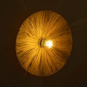 COLOMBO 02283 Boho Επιτοίχιο Φωτιστικό Απλίκα Μονόφωτο 1 x E27 IP20 Μπεζ Raffia – Μ40 x Π40 x Υ9cm