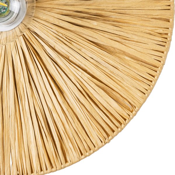 COLOMBO 02283 Boho Επιτοίχιο Φωτιστικό Απλίκα Μονόφωτο 1 x E27 IP20 Μπεζ Raffia - Μ40 x Π40 x Υ9cm - Image 5