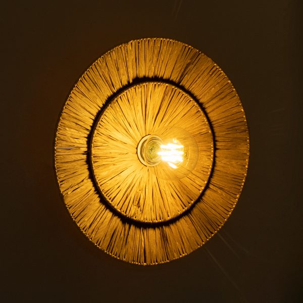 COLOMBO 02284 Boho Επιτοίχιο Φωτιστικό Απλίκα Μονόφωτο 1 x E27 IP20 Μπεζ Raffia - Μ40 x Π40 x Υ9cm - Image 2
