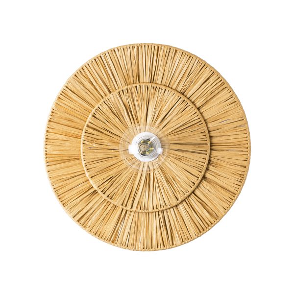 COLOMBO 02284 Boho Επιτοίχιο Φωτιστικό Απλίκα Μονόφωτο 1 x E27 IP20 Μπεζ Raffia - Μ40 x Π40 x Υ9cm - Image 4