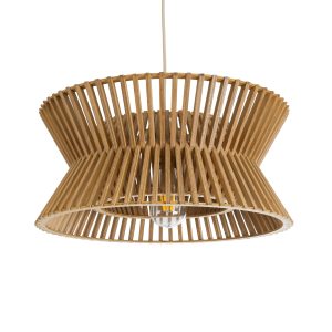 BIMINI 02287 Boho Κρεμαστό Φωτιστικό Πλέγμα Μονόφωτο 1 x E27 IP20 Καφέ Ξύλο – Μ45 x Π45 x Υ20cm