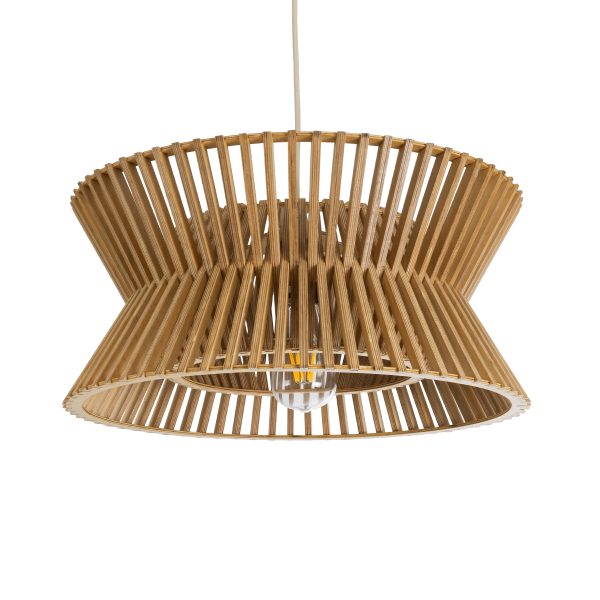 BIMINI 02287 Boho Κρεμαστό Φωτιστικό Πλέγμα Μονόφωτο 1 x E27 IP20 Καφέ Ξύλο - Μ45 x Π45 x Υ20cm