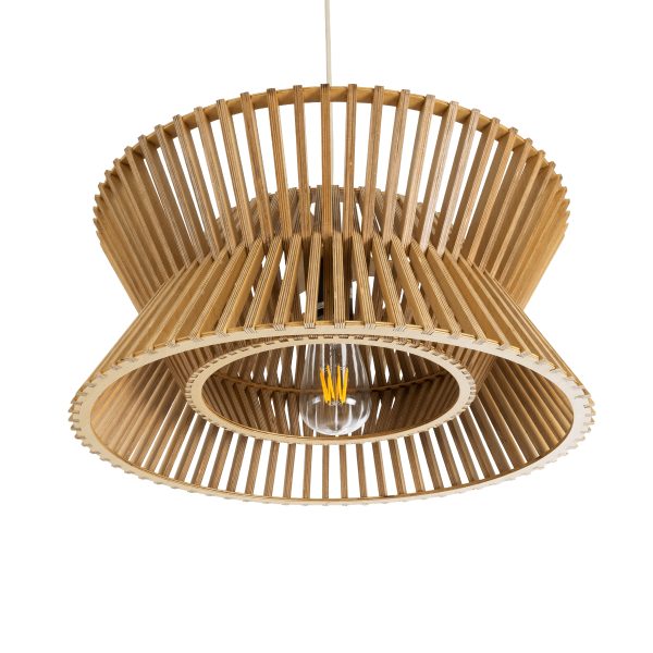 BIMINI 02287 Boho Κρεμαστό Φωτιστικό Πλέγμα Μονόφωτο 1 x E27 IP20 Καφέ Ξύλο - Μ45 x Π45 x Υ20cm - Image 5