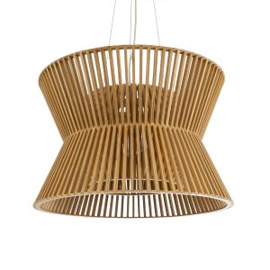 BIMINI 02288 Boho Κρεμαστό Φωτιστικό Πλέγμα Μονόφωτο 1 x E27 IP20 Καφέ Ξύλο – Μ60 x Π60 x Υ40cm