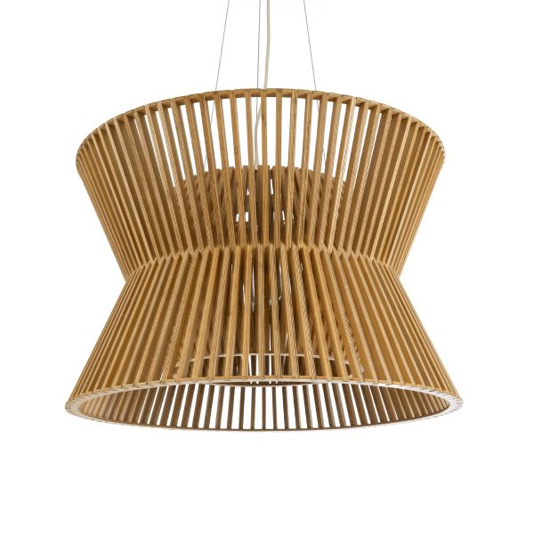 BIMINI 02288 Boho Κρεμαστό Φωτιστικό Πλέγμα Μονόφωτο 1 x E27 IP20 Καφέ Ξύλο - Μ60 x Π60 x Υ40cm