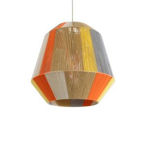 SALERNO 02289 Boho Κρεμαστό Φωτιστικό Πλέγμα Μονόφωτο 1 x E27 IP20 Πολύχρωμο Σχοινί – Μ50 x Π50 x Υ50cm