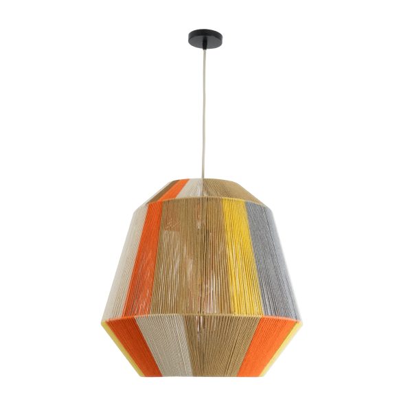 SALERNO 02289 Boho Κρεμαστό Φωτιστικό Πλέγμα Μονόφωτο 1 x E27 IP20 Πολύχρωμο Σχοινί - Μ50 x Π50 x Υ50cm - Image 3