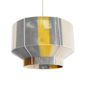 SALERNO 02290 Boho Κρεμαστό Φωτιστικό Πλέγμα Μονόφωτο 1 x E27 IP20 Πολύχρωμο Σχοινί – Μ50 x Π50 x Υ35cm