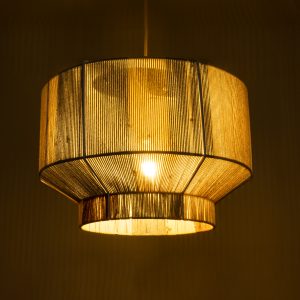 SALERNO 02290 Boho Κρεμαστό Φωτιστικό Πλέγμα Μονόφωτο 1 x E27 IP20 Πολύχρωμο Σχοινί – Μ50 x Π50 x Υ35cm