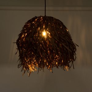 GUADELOUPE 02293 Boho Κρεμαστό Φωτιστικό Πλέγμα Μονόφωτο 1 x E27 IP20 Καφέ Ράφια – Μ50 x Π50 x Υ40cm