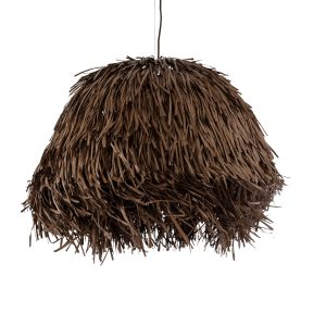 GUADELOUPE 02294 Boho Κρεμαστό Φωτιστικό Πλέγμα Μονόφωτο 1 x E27 IP20 Καφέ Ράφια – Μ80 x Π80 x Υ60cm