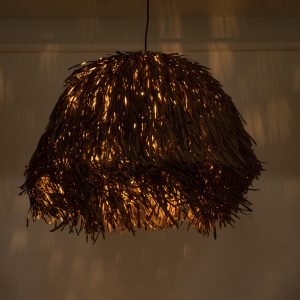 GUADELOUPE 02294 Boho Κρεμαστό Φωτιστικό Πλέγμα Μονόφωτο 1 x E27 IP20 Καφέ Ράφια – Μ80 x Π80 x Υ60cm