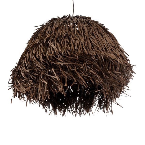 GUADELOUPE 02294 Boho Κρεμαστό Φωτιστικό Πλέγμα Μονόφωτο 1 x E27 IP20 Καφέ Ράφια - Μ80 x Π80 x Υ60cm - Image 5