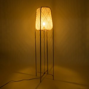 MEILANI 02301 Boho Επιδαπέδιο Φωτιστικό Μονόφωτο 1 x E27 IP20 Χρυσό Μέταλλο με Μπεζ Ξύλο – Μ40 x Π40 x Υ150cm