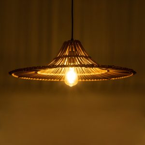 PALERMO 02310 Boho Κρεμαστό Φωτιστικό Πλέγμα Μονόφωτο 1 x E27 IP20 Καφέ Ξύλο – Μ60 x Π60 x Υ18cm