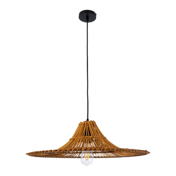 PALERMO 02310 Boho Κρεμαστό Φωτιστικό Πλέγμα Μονόφωτο 1 x E27 IP20 Καφέ Ξύλο - Μ60 x Π60 x Υ18cm - Image 3