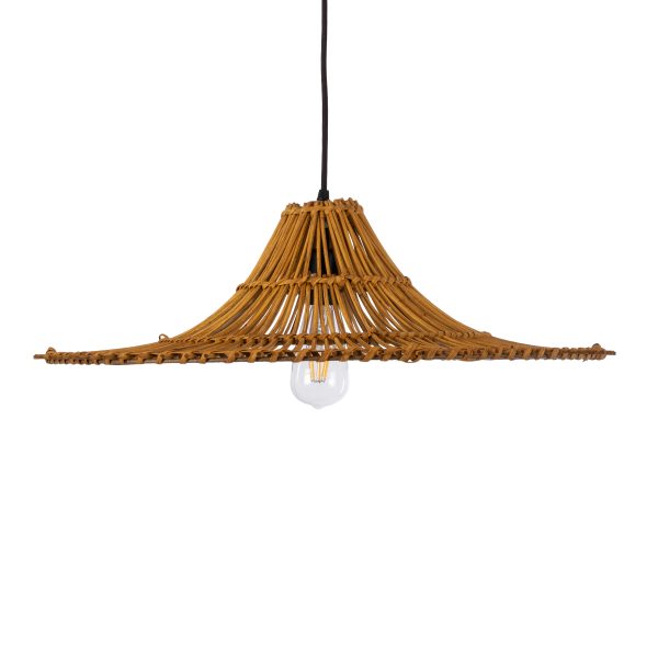 PALERMO 02310 Boho Κρεμαστό Φωτιστικό Πλέγμα Μονόφωτο 1 x E27 IP20 Καφέ Ξύλο - Μ60 x Π60 x Υ18cm - Image 4