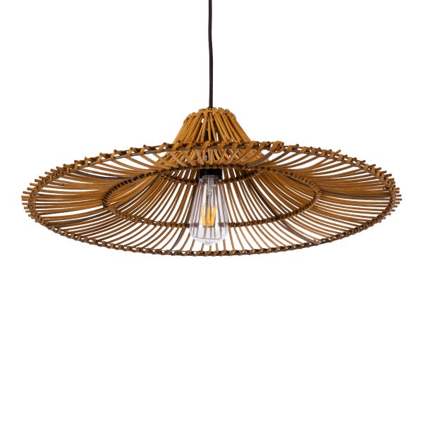 PALERMO 02310 Boho Κρεμαστό Φωτιστικό Πλέγμα Μονόφωτο 1 x E27 IP20 Καφέ Ξύλο - Μ60 x Π60 x Υ18cm - Image 5