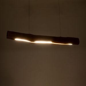 KATRINA 02320 Μοντέρνο Κρεμαστό Φωτιστικό Ανάρτηση LED 24W 1920lm 120° AC 220-240V IP20 Φυσικό Λευκό 4500K Καφέ Ξύλο – Μ10 x Π10 x Υ100cm – 2 Xρόνια Εγγύηση