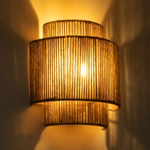 MABANA 02322 Boho Επιτοίχιο Φωτιστικό Απλίκα Μονόφωτο 1 x E27 IP20 Μπεζ Σχοινί – Μ23 x Π11 x Υ25cm
