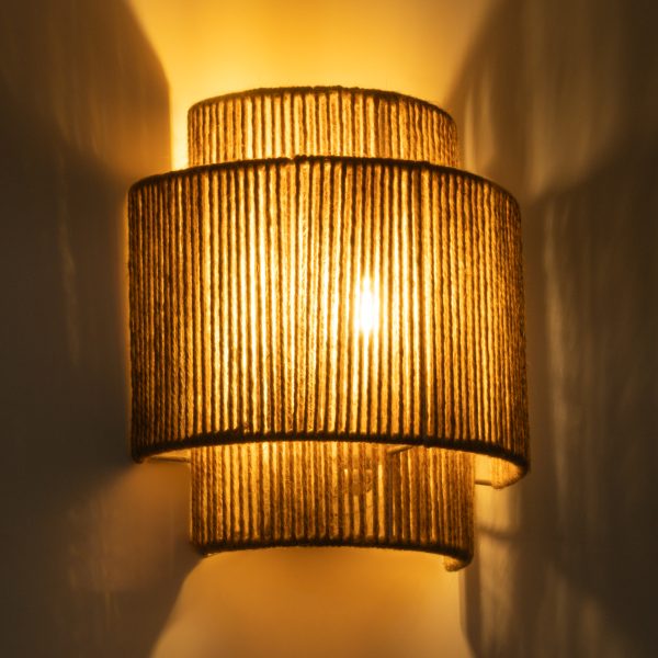 MABANA 02322 Boho Επιτοίχιο Φωτιστικό Απλίκα Μονόφωτο 1 x E27 IP20 Μπεζ Σχοινί - Μ23 x Π11 x Υ25cm - Image 2
