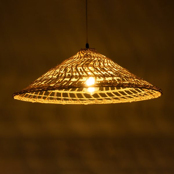 KAIA 02346 Boho Κρεμαστό Φωτιστικό Καμπάνα Μονόφωτο 1 x E27 IP20 Μπεζ Ξύλο - Μ60 x Π60 x Υ20cm - Image 2