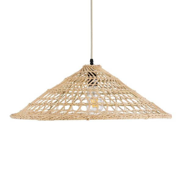 KAIA 02346 Boho Κρεμαστό Φωτιστικό Καμπάνα Μονόφωτο 1 x E27 IP20 Μπεζ Ξύλο - Μ60 x Π60 x Υ20cm - Image 4