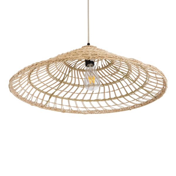 KAIA 02346 Boho Κρεμαστό Φωτιστικό Καμπάνα Μονόφωτο 1 x E27 IP20 Μπεζ Ξύλο - Μ60 x Π60 x Υ20cm - Image 5