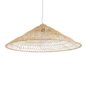 KAIA 02347 Boho Κρεμαστό Φωτιστικό Καμπάνα Μονόφωτο 1 x E27 IP20 Μπεζ Ξύλο – Μ80 x Π80 x Υ26cm