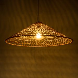 KAIA 02347 Boho Κρεμαστό Φωτιστικό Καμπάνα Μονόφωτο 1 x E27 IP20 Μπεζ Ξύλο – Μ80 x Π80 x Υ26cm