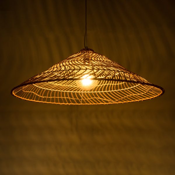 KAIA 02347 Boho Κρεμαστό Φωτιστικό Καμπάνα Μονόφωτο 1 x E27 IP20 Μπεζ Ξύλο - Μ80 x Π80 x Υ26cm - Image 2
