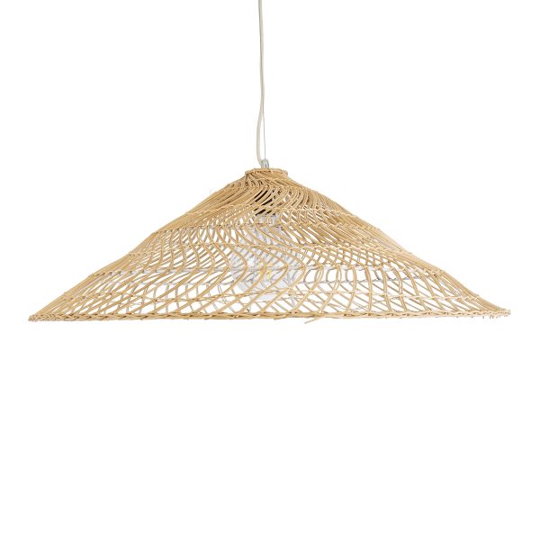 KAIA 02347 Boho Κρεμαστό Φωτιστικό Καμπάνα Μονόφωτο 1 x E27 IP20 Μπεζ Ξύλο - Μ80 x Π80 x Υ26cm - Image 4