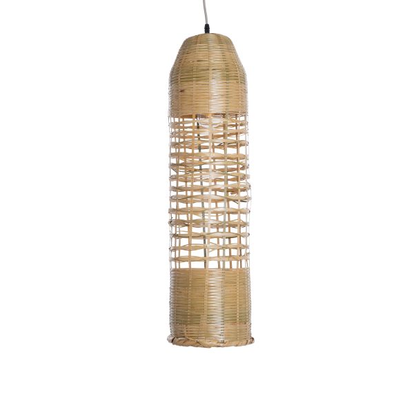 WAIKIKI 02350 Boho Κρεμαστό Φωτιστικό Πλέγμα Μονόφωτο 1 x E27 IP20 Μπεζ Ξύλο - Μ20 x Π20 x Υ80cm - Image 4